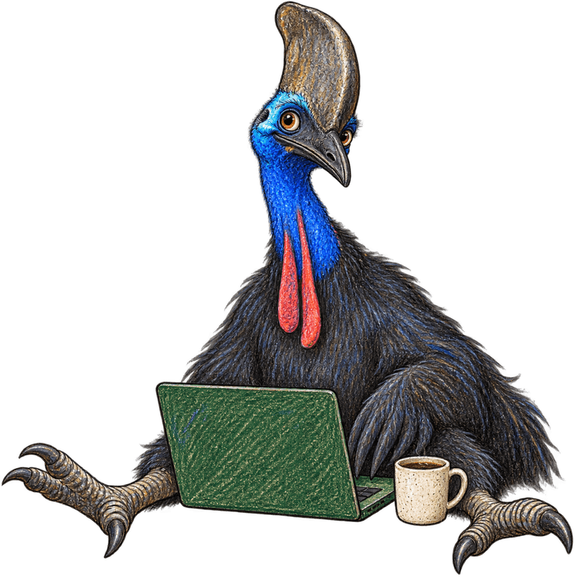 Cassowary peeking toward the token contract